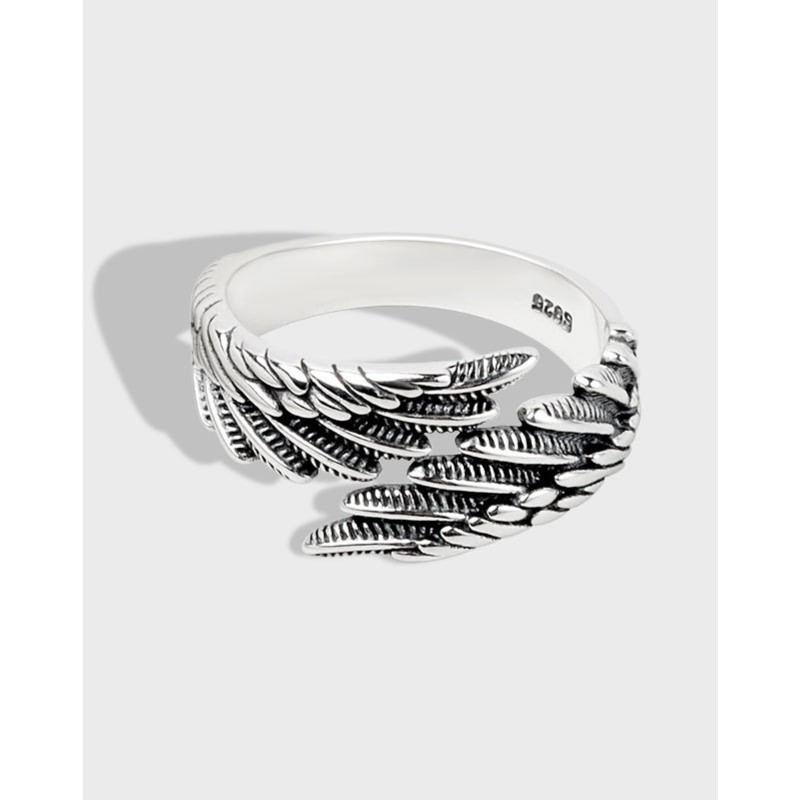 925er Silber Engelflügel Ring, verstellbar
