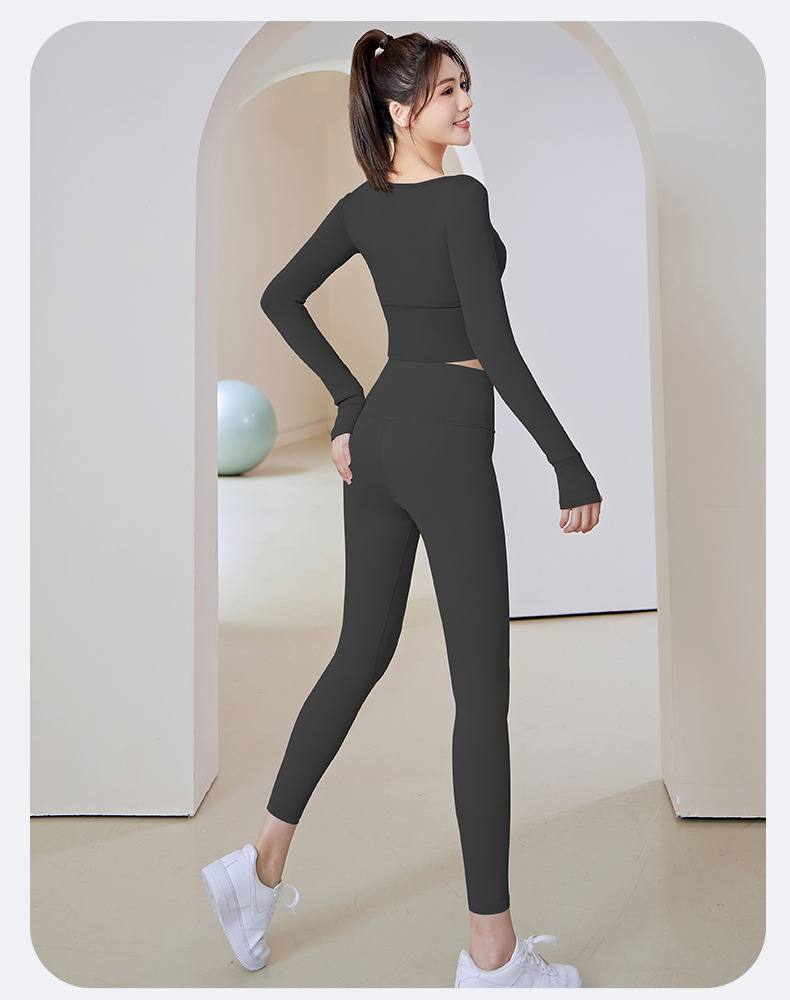 Damen-Yoga-Set, Langarm-Leggings, Lauftraining