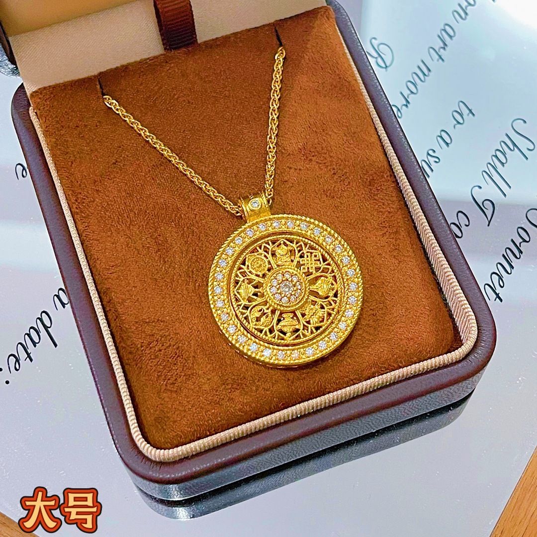 Vietnamese gold compass pendant rotatable women necklace