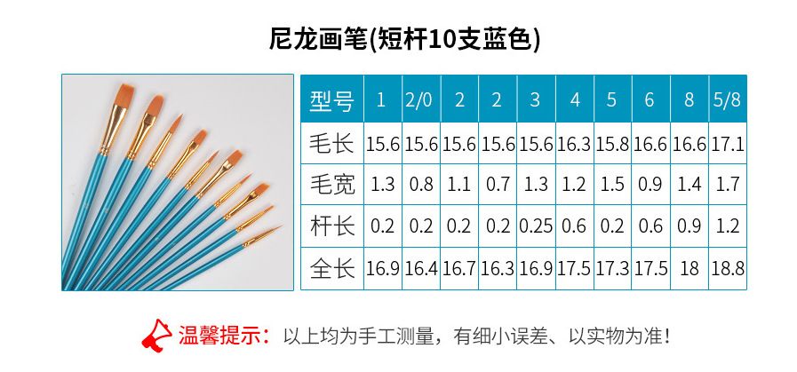 外贸跨境尼龙水粉水彩绘画笔油画笔套装红杆蓝杆黑杆丙烯颜料排笔