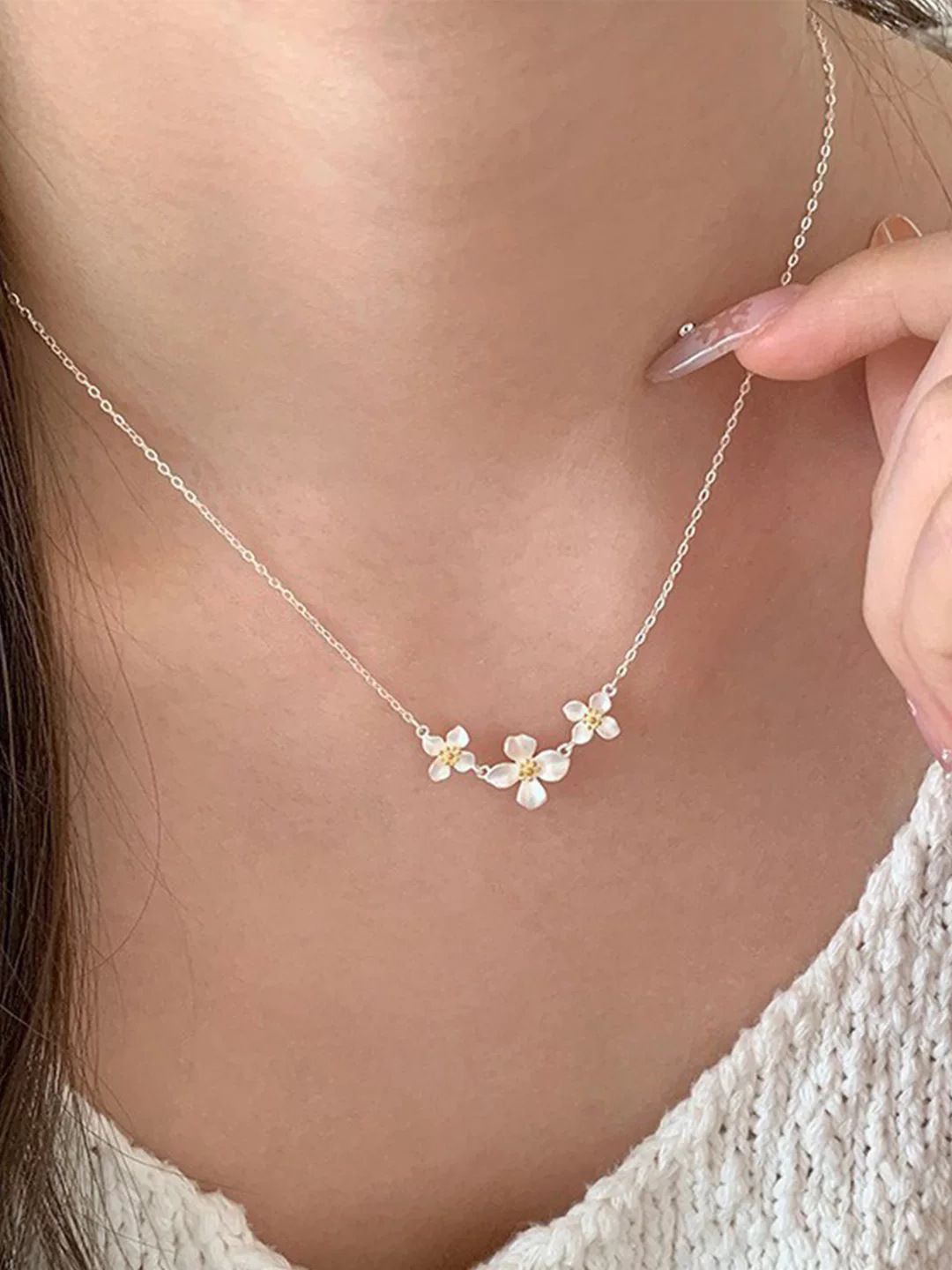 Gardenia titanyum çelik kolye, kadın, dekolte zinciri