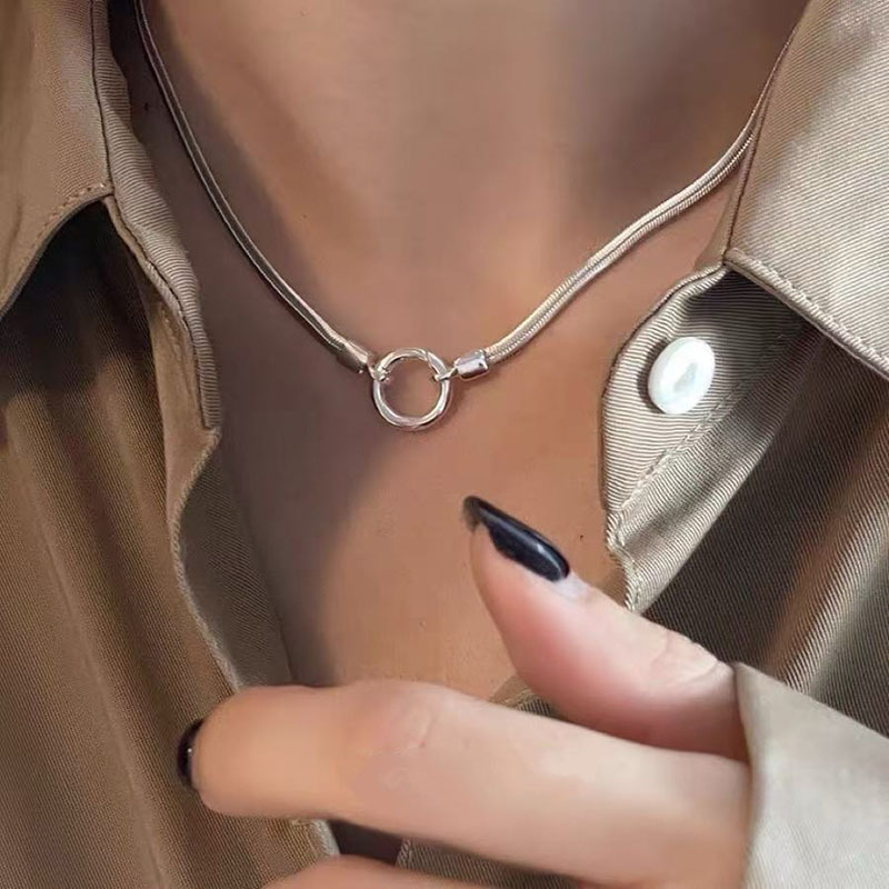 S925-Sterlingsilber-Glücksbringer-Halskette, kurze Kette