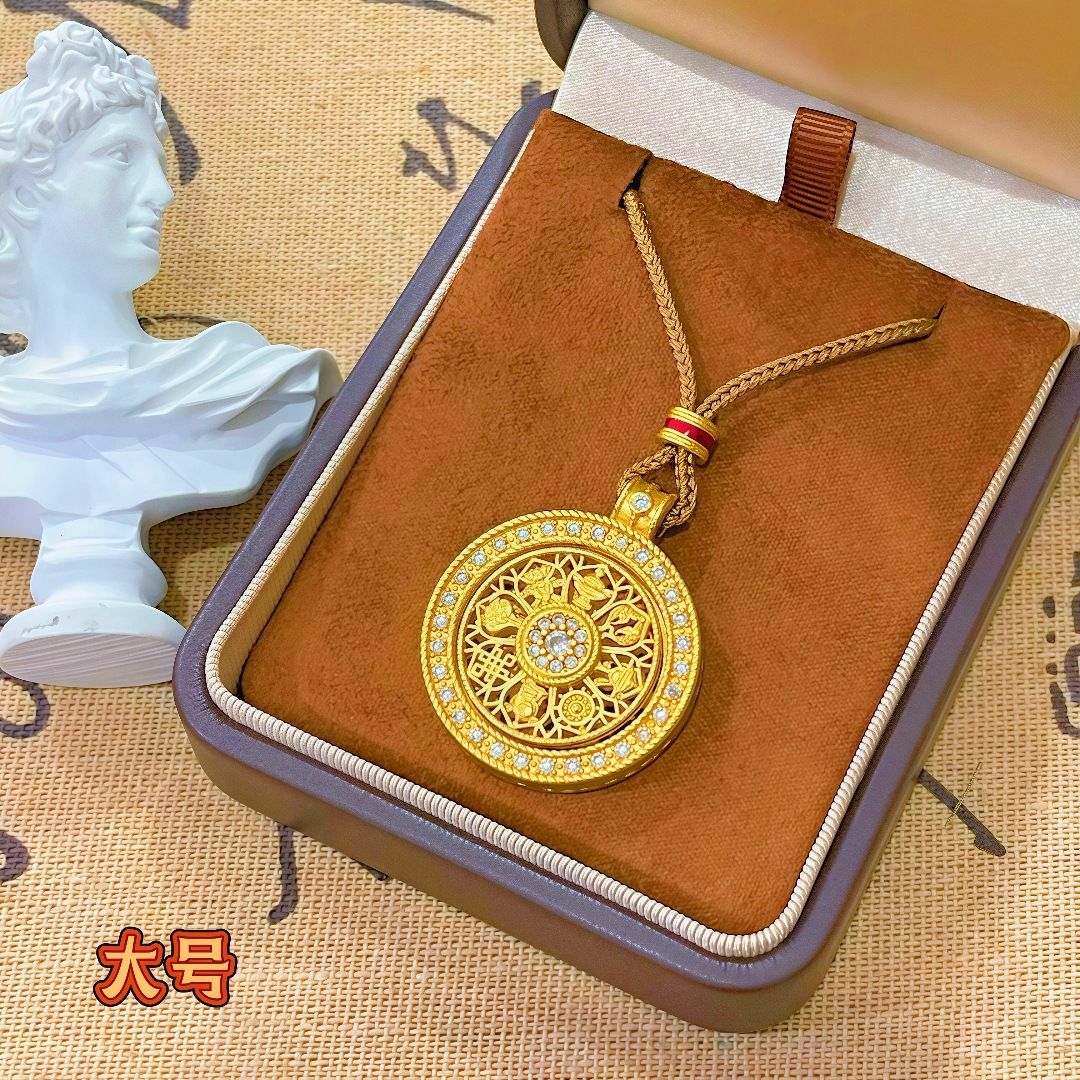 Vietnamese gold compass pendant rotatable women necklace