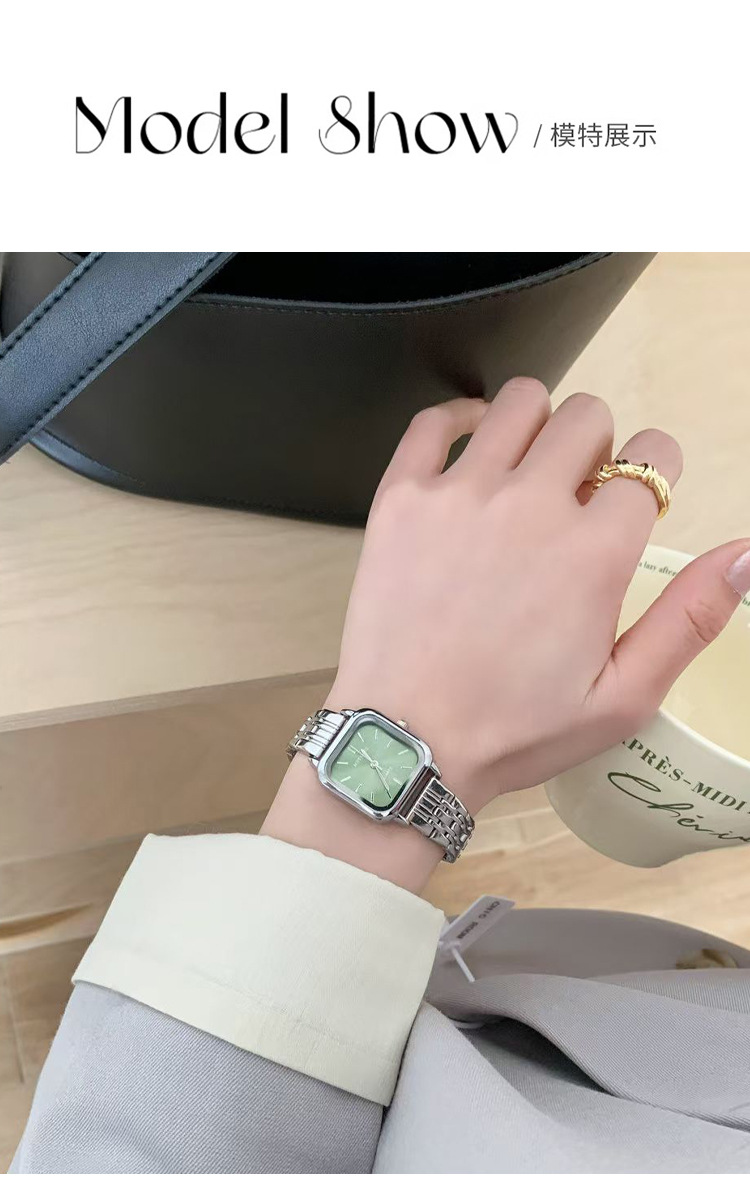 Quadratische Damen-Quarzuhr im Vintage-Stil