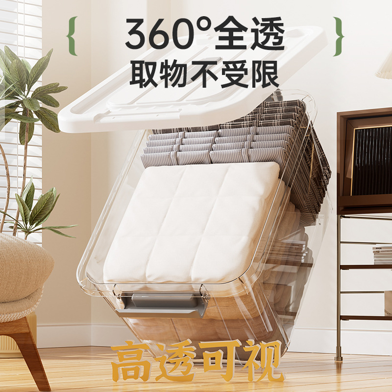 Z1280加厚透明收纳箱家用车用衣服收纳盒衣柜玩具零食整理箱