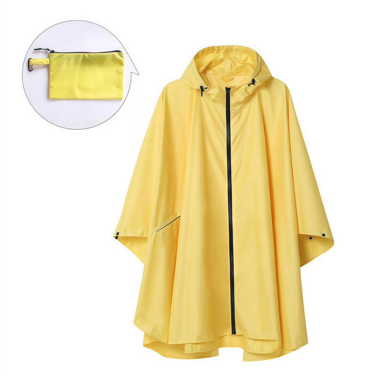 Poncho-Regenjacke, Erwachsene, tragbar mit Reißverschluss