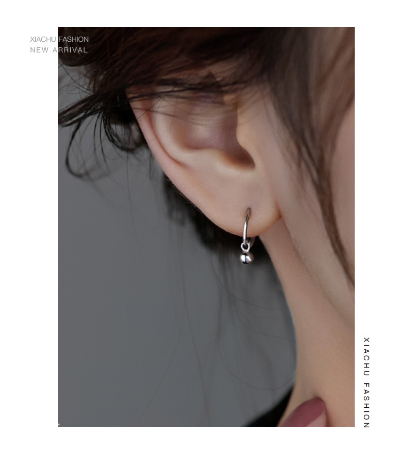 925 Sterling Silver Small Beaded Earrings Women