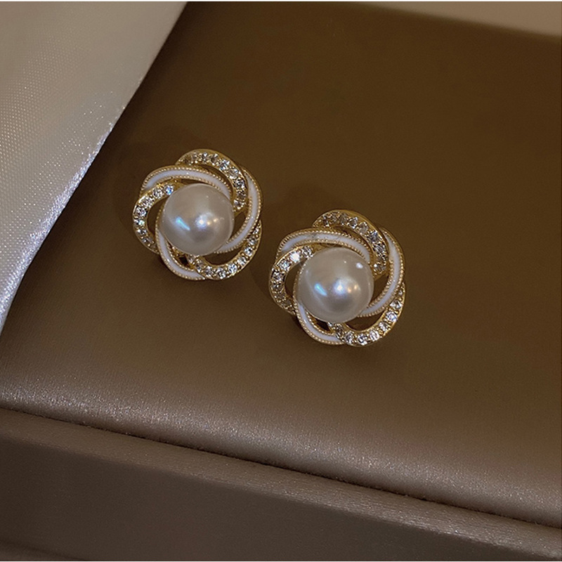 925 Silver Stud Earrings Women French Style Luxury Elegant