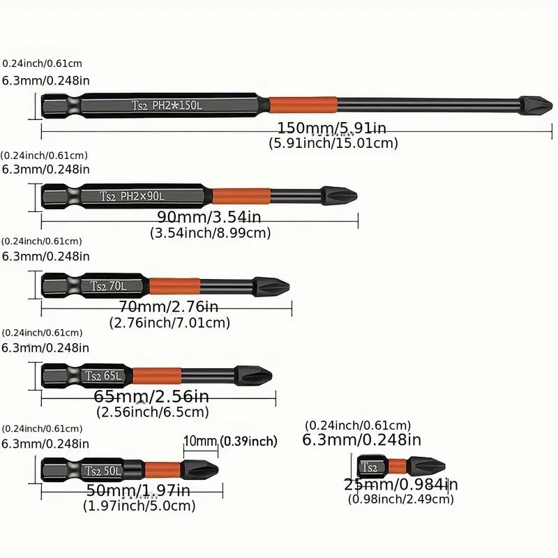 Electric screwdriver set with extended high-hardness bits, alloy steel