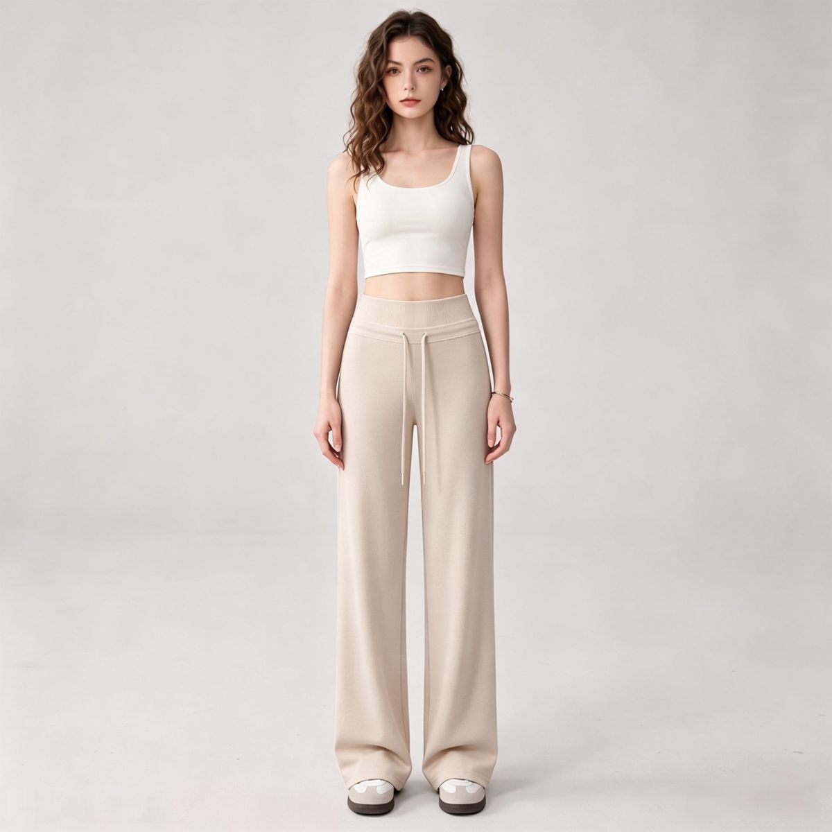 Yoga-Hose mit weitem Bein, hoher Taille, Pilates-Training