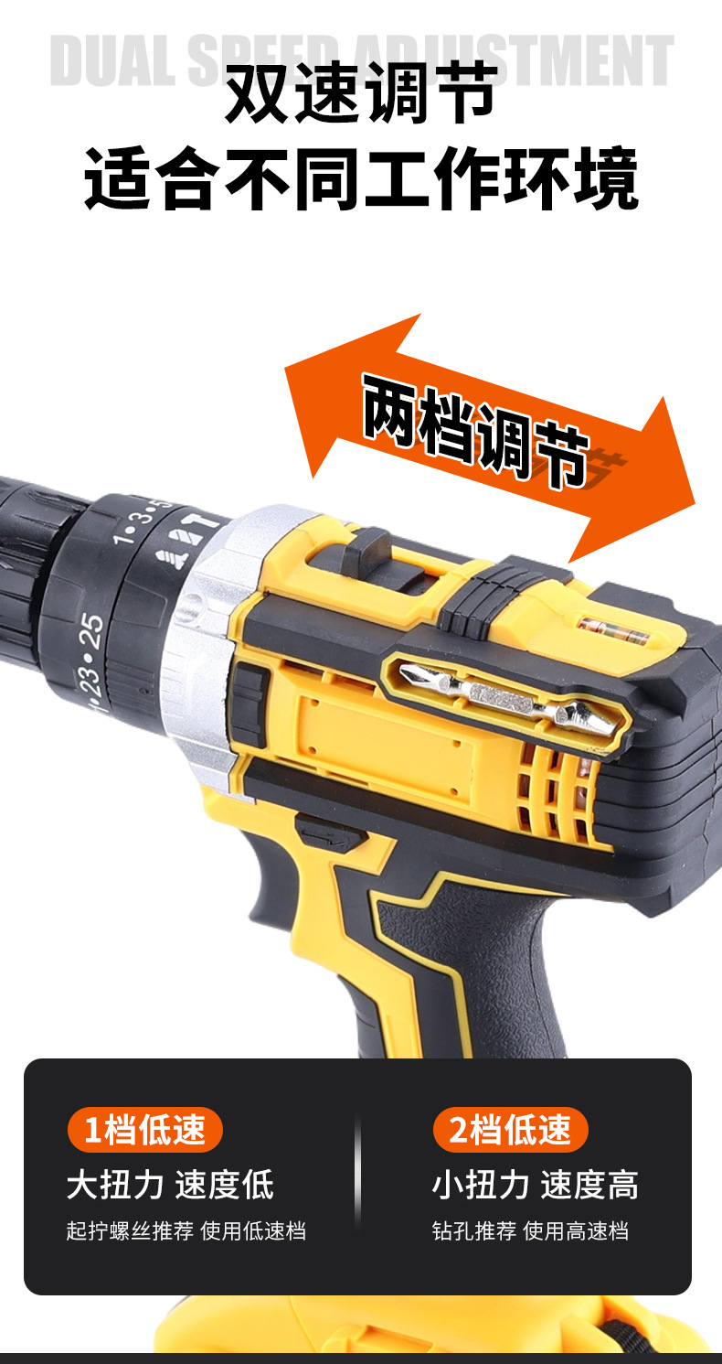 Rechargeable Lithium Electric Drill and Screwdriver Set, Impact