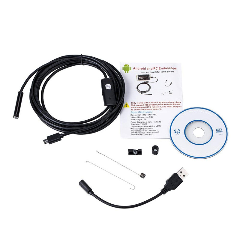 Endoscope, USB, 1 meter rigid cable, 5.5mm probe