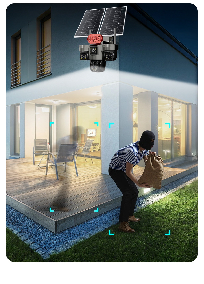 Solar surveillance camera with night vision, power-free operation