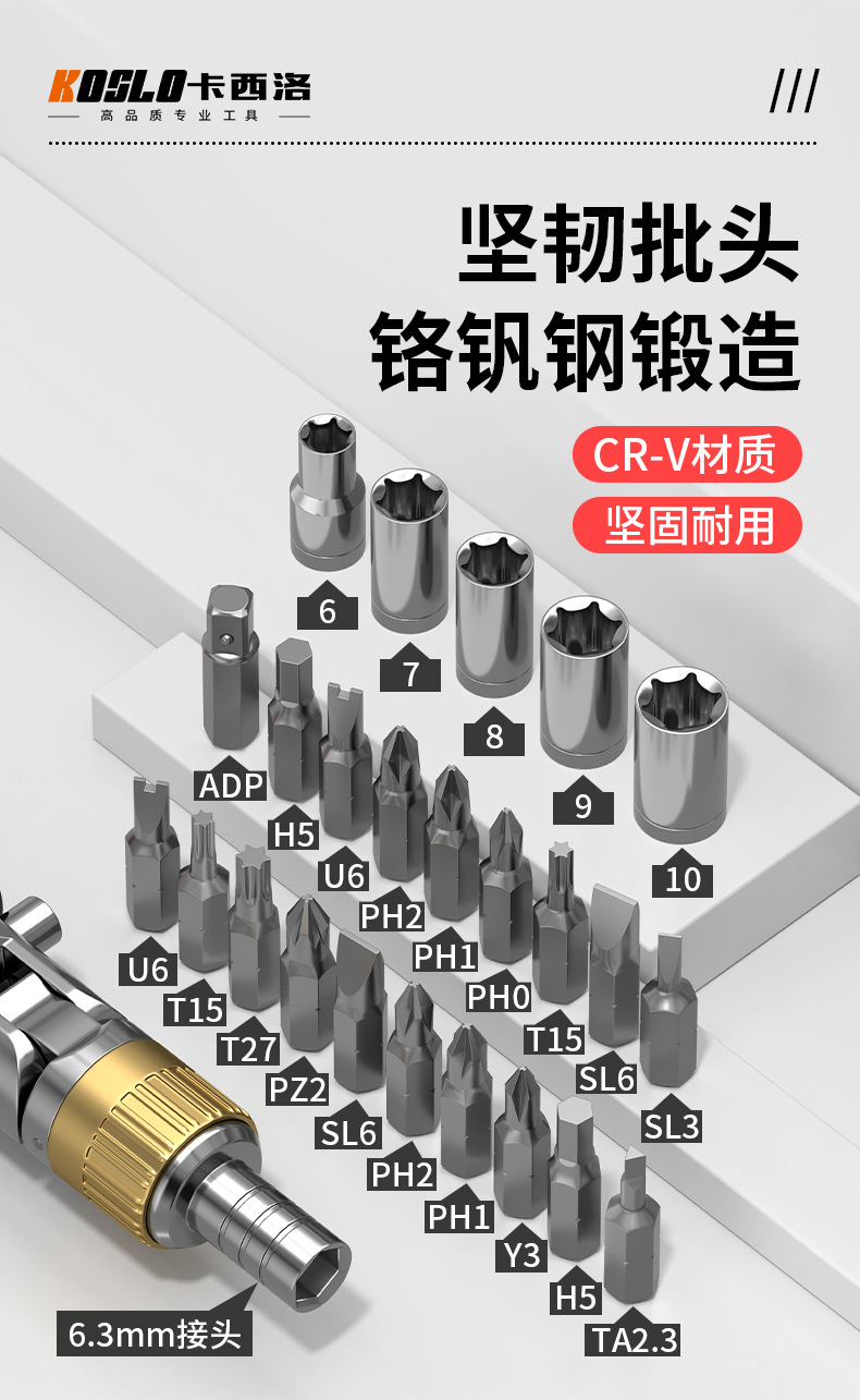 Multi-function Ratchet Screwdriver Set, Bidirectional, Chromium-Vanadium Steel