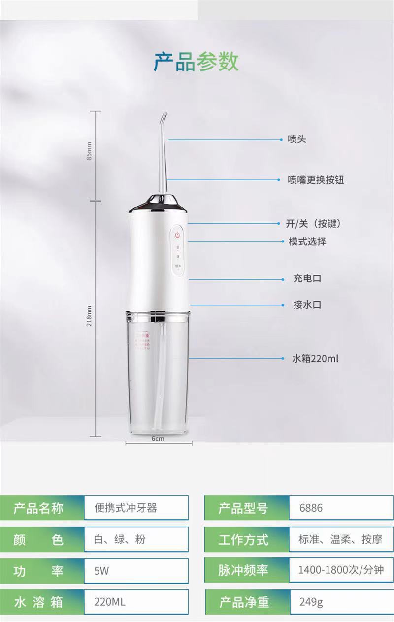 Electric water flosser, portable home oral irrigator