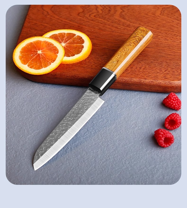 Dövme paslanmaz çelik mutfak bıçak seti, şef ve santoku bıçakları