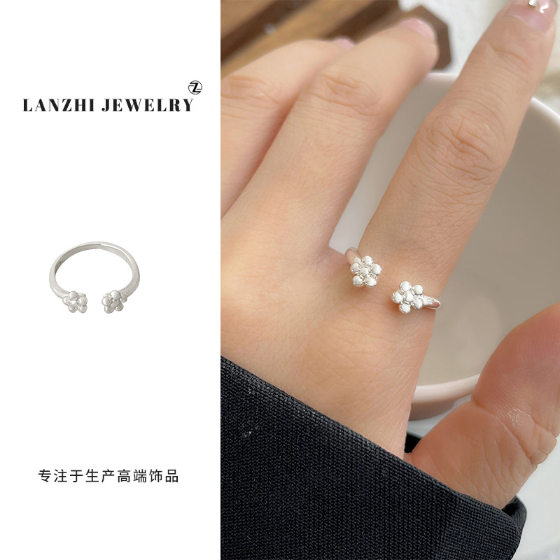 925er Silberring Damen, offen verstellbar, Designer-Stil