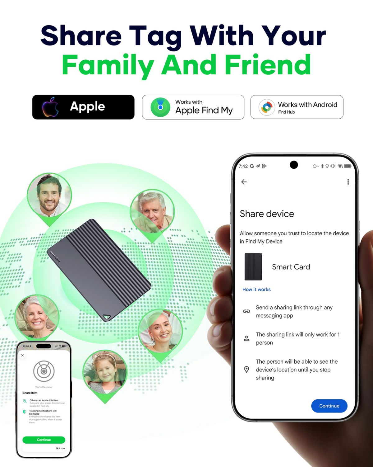 Smart tracker card, Android/iOS compatible, ultra-thin, 5-year standby