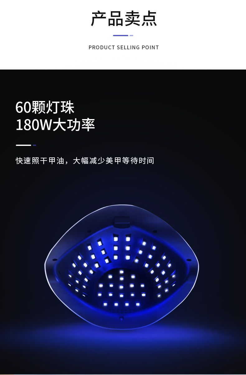 UV/LED nail lamp, 180W, 60 LED diodes, professional nail dryer