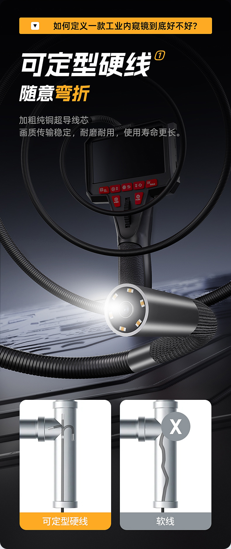 HD pipe inspection camera 4.5 inch screen