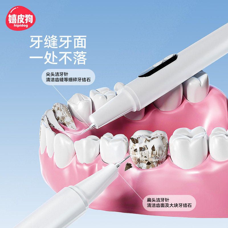 Ultrasonic electric dog teeth cleaner with intelligent tartar removal