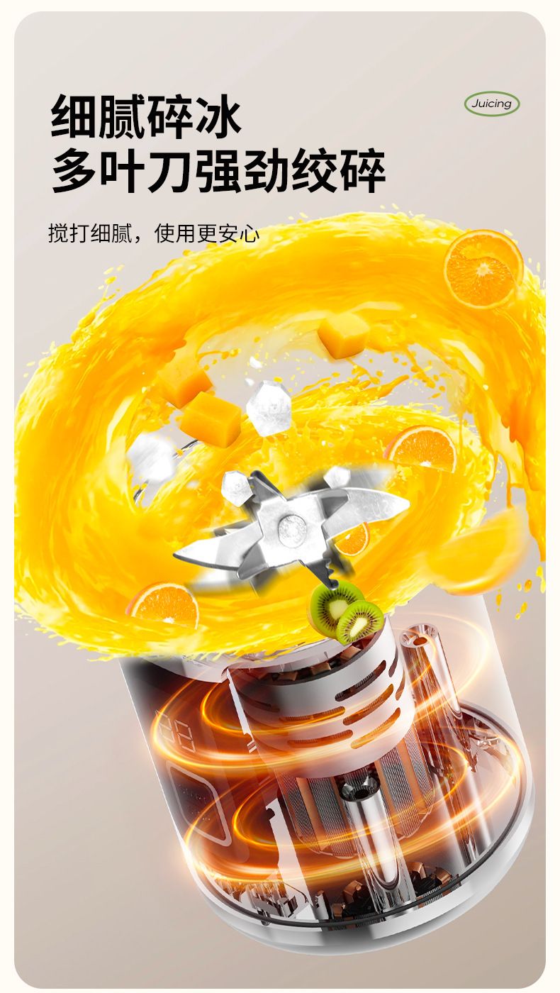USB rechargeable juicer with ice crusher, portable