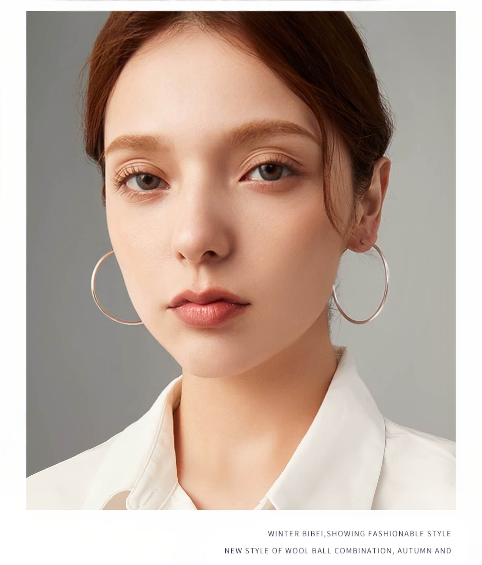 S999 sterling silver large hoop earrings, plain design