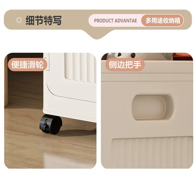 Collapsible storage box with flip cover, large capacity