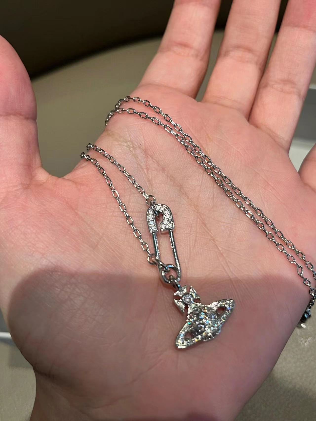 Saturn Pin Necklace, Women's, Luxury Clavicle Chain