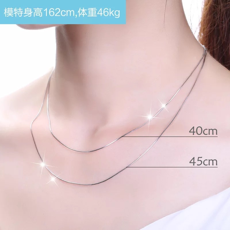 S925 sterling silver necklace, O-shaped box, snake bone chain