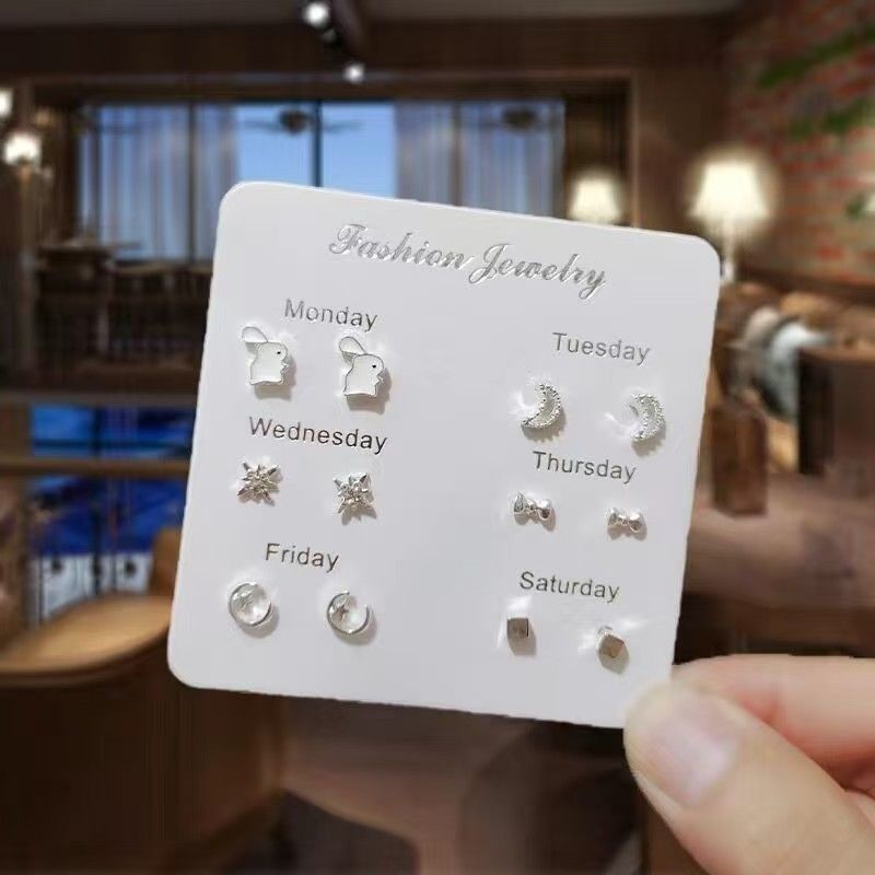 Gümüş küpe seti, 6 çift, minimal tasarım, küpe kümüşü