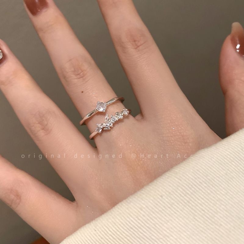 Butterfly Zircon Ring, Adjustable, Women's