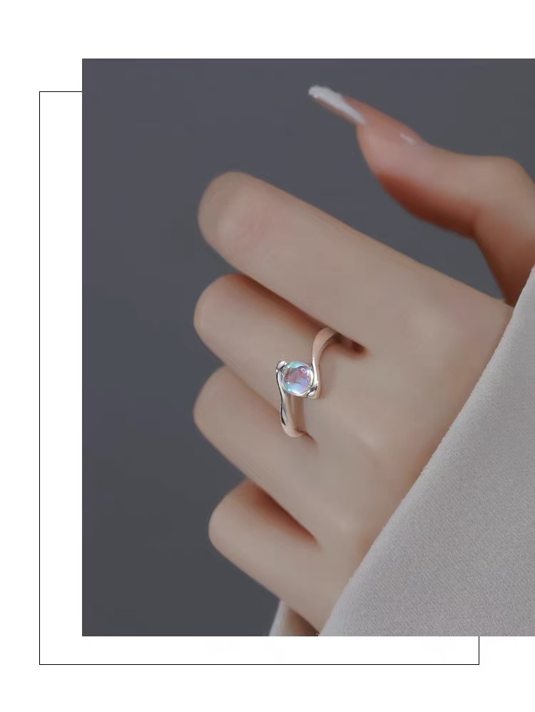 925 sterling silver moonstone ring, adjustable