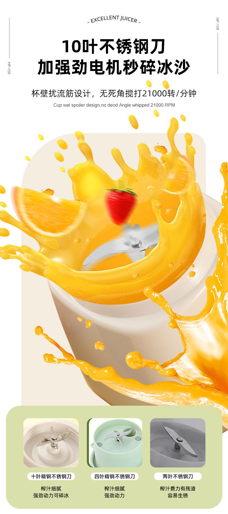 Fully automatic fruit juicer, portable household model