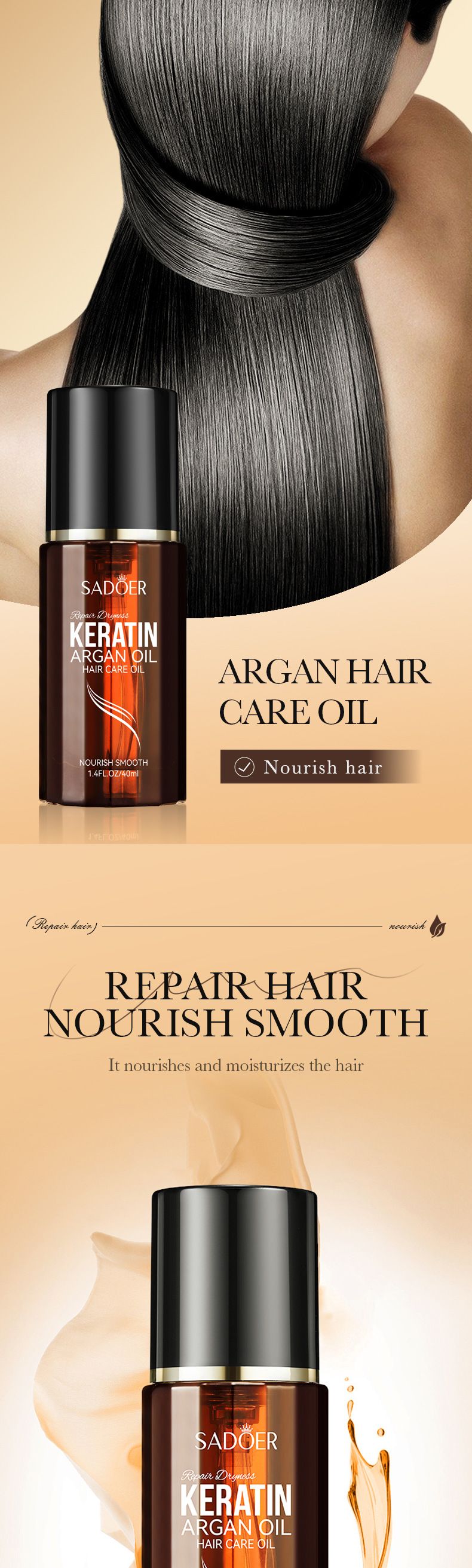 SADOER Marokkanisches Arganöl Haarpflege-Serum