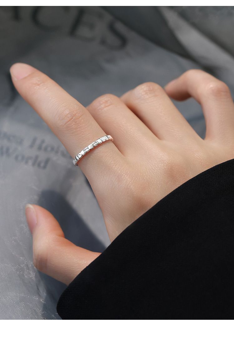 925 sterling silver geometric ring, open design
