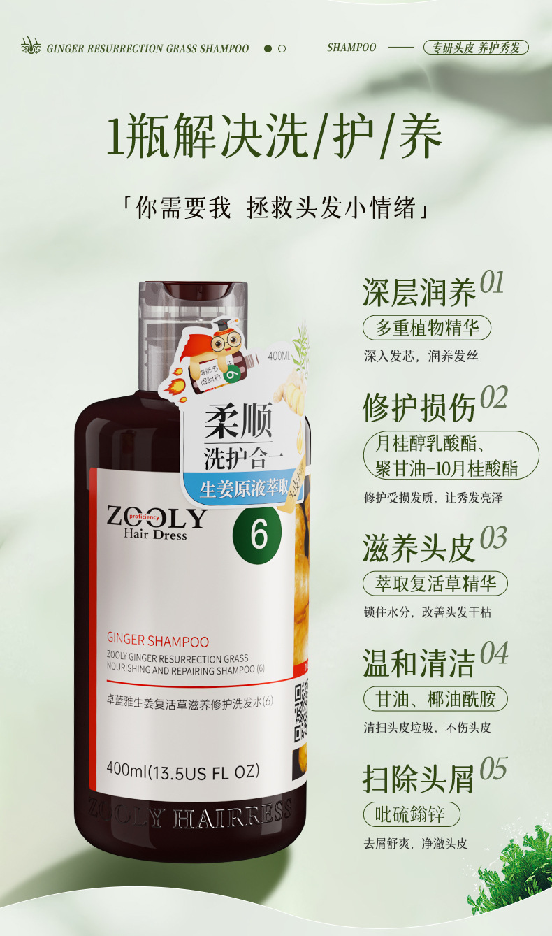 Zhuolan Ya Ingwer Shampoo Nährend Reparatur