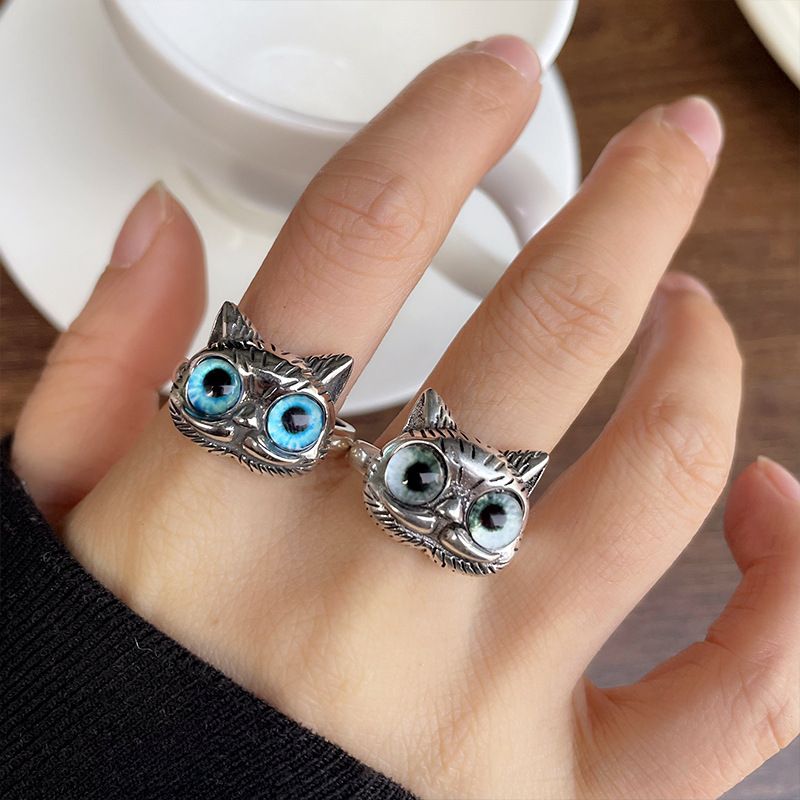 925er Silber Eulen-Ring Vintage-Stil Designer