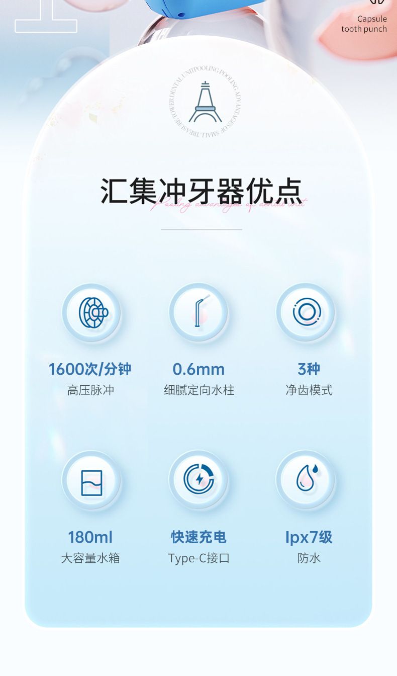 现货跨境网红抖音电动冲牙器便携抽拉式智能洗牙器牙结石口腔神器