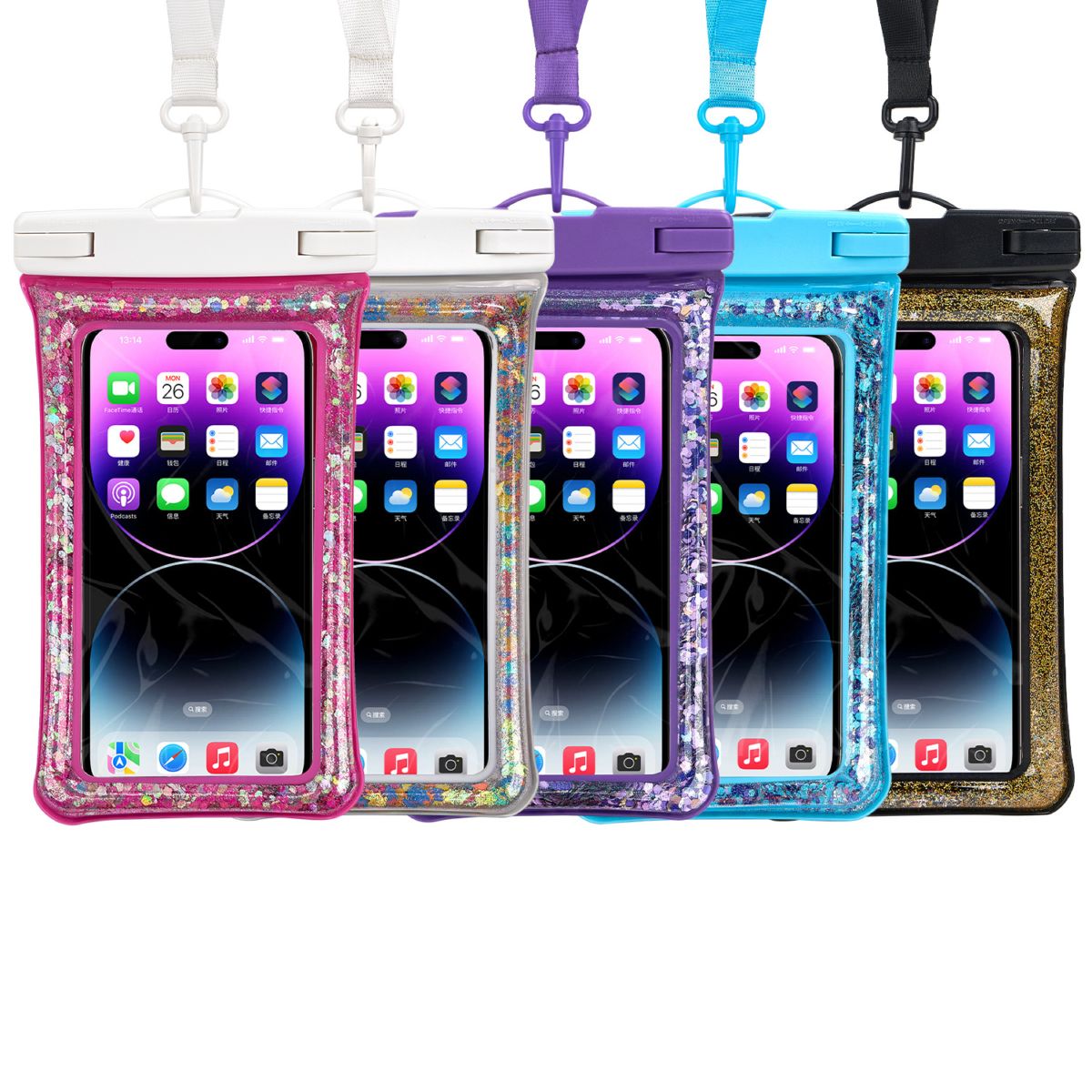 Parlak telefon su geçirmez çantası, IPX8, dokunmatik