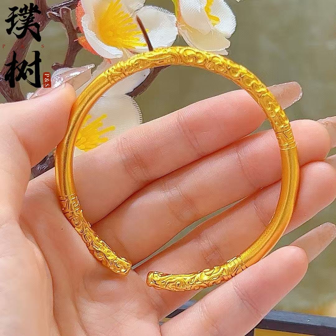 Sha jin bell ruyi bracelet for women, open adjustable, new Chinese style