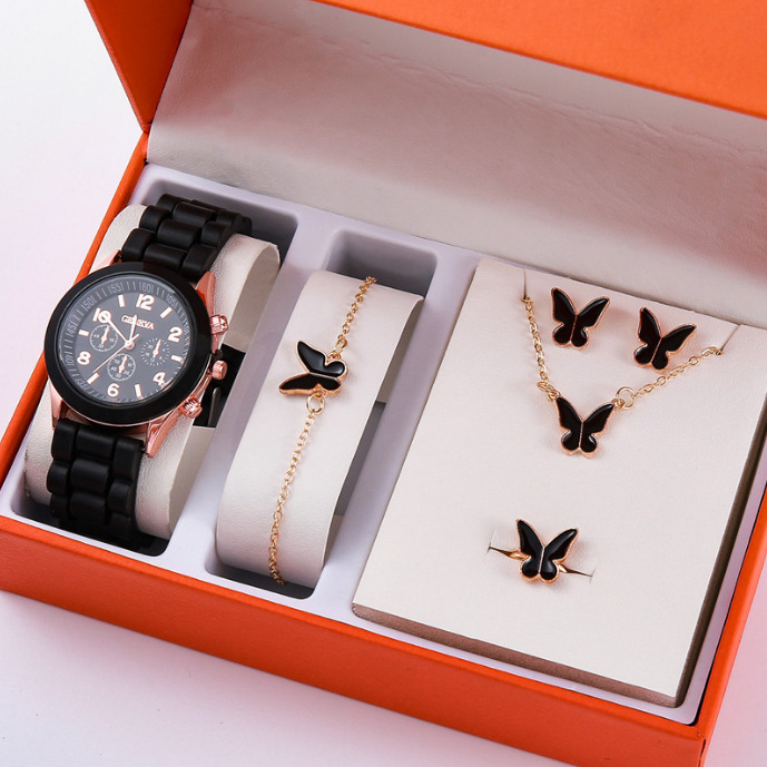 Damen-Quarzuhr mit Silikonarmband, koreanischer Stil, schlichtes Design