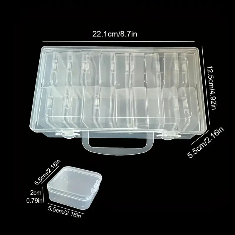 Clear plastic storage box set, square shape, desktop organizer