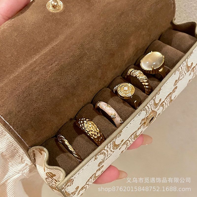 Gold egg-shaped gemstone stackable ring for women