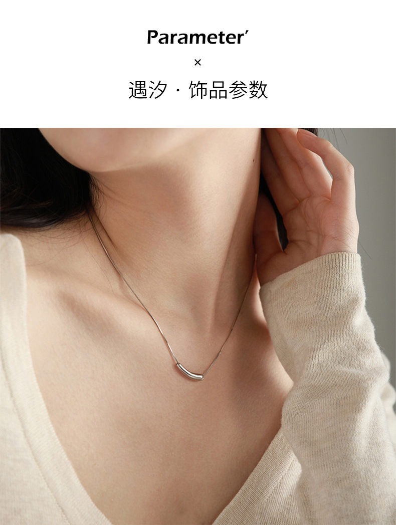 法式简约小茄子钛钢项链女时尚不规则精致轻奢颈链小众气质锁骨链