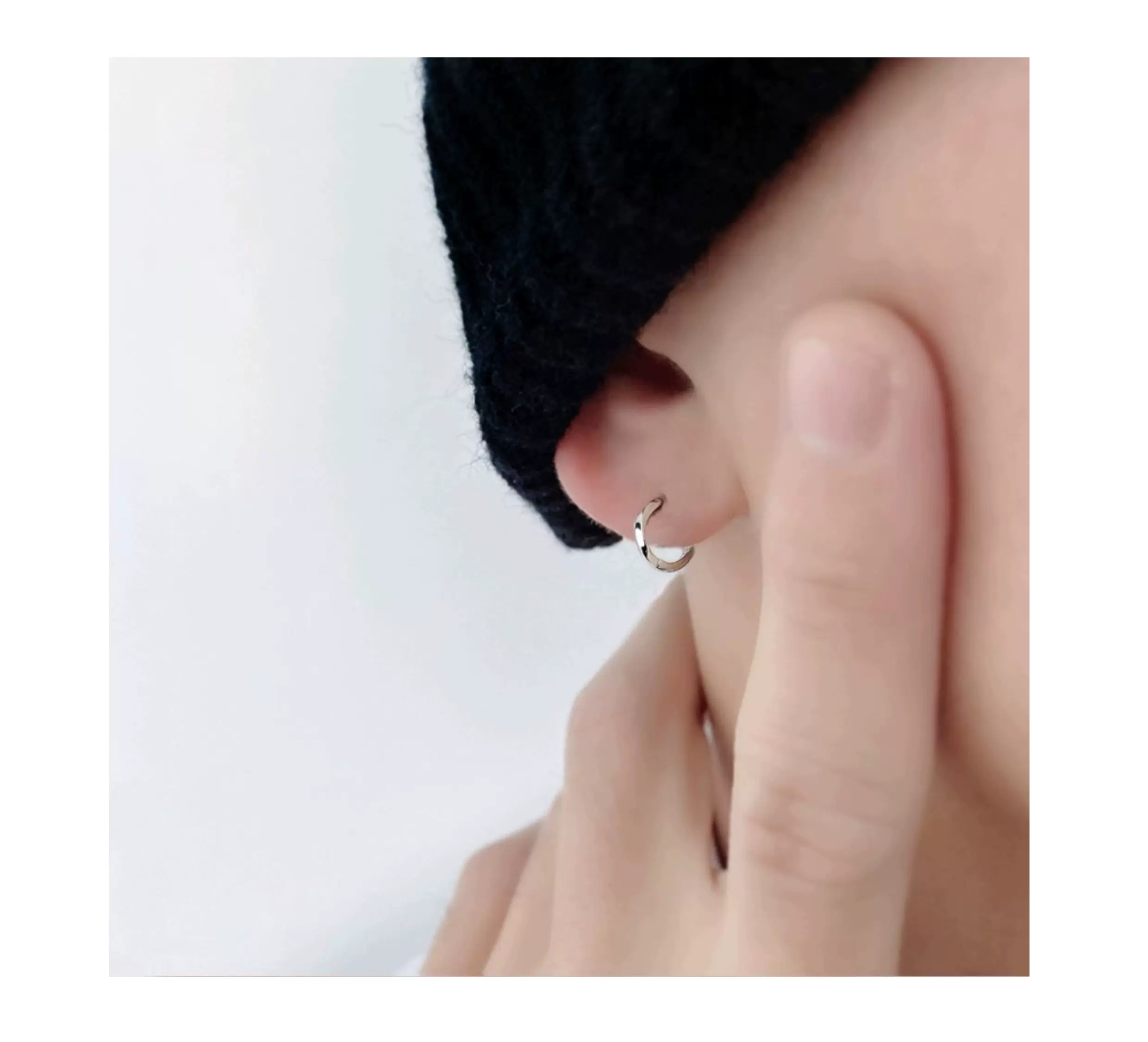 Silver Möbius stud earrings, 999 sterling, unisex