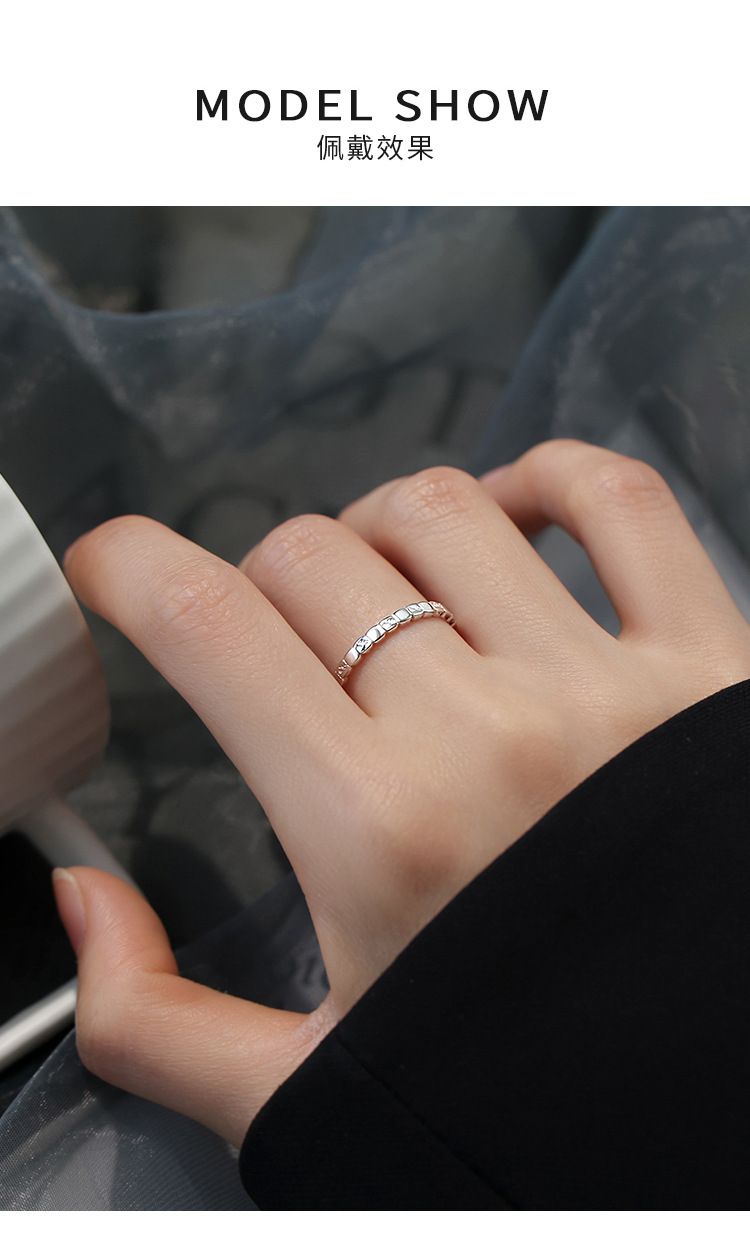 925 sterling silver geometric ring, open design