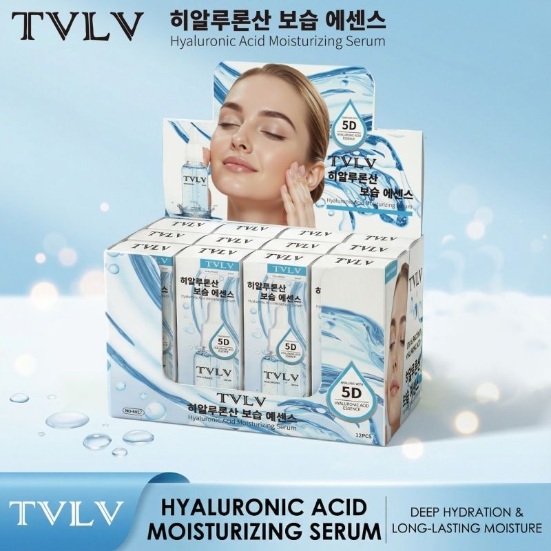 跨境TVLV玻尿酸保湿精华液面部护肤滋润补水提亮肤色滴管精华原液