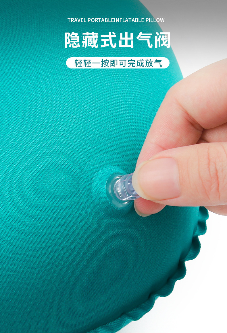 Inflatable neck pillow, U-shaped, for travel
