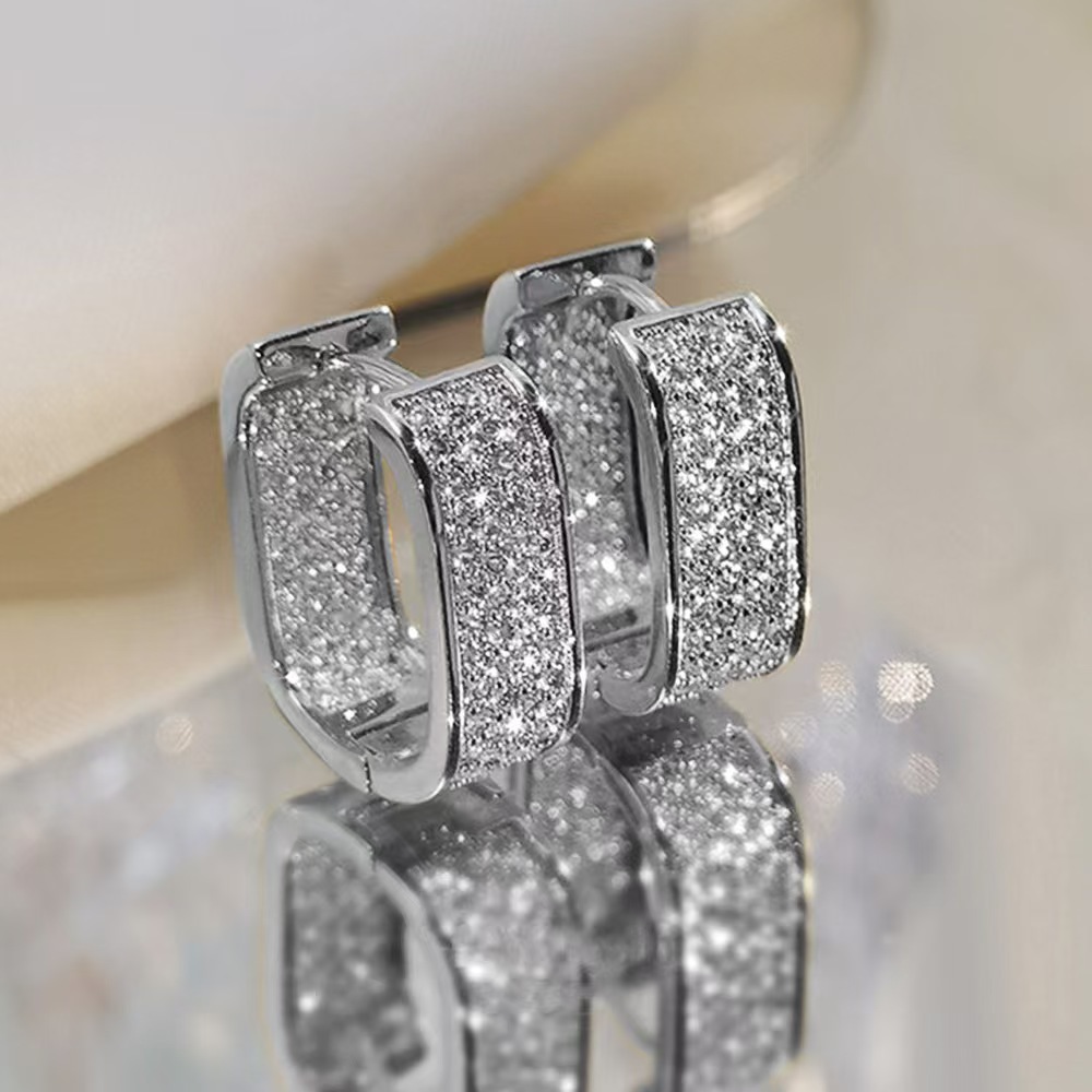 U-förmige Zirkonia-Ohrklemmen für Damen mit Luxus-Design